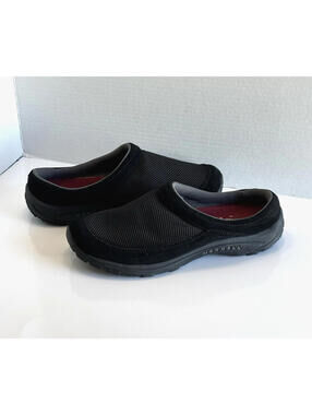 Merrell Air Cushion Womens Black Mesh Suede Clogs Slip On Comfort Shoes Size 9.5